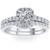 1 1/4Ct Cushion Halo Diamond Engagement Matching Wedding Ring Set 14K White Gold (G/H, I1)