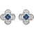 .70CT Diamond & Blue Sapphire Clover Studs Earrings 14K White Gold (G-H, I1)