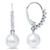 1/4ct Diamond Dangle Lever back Hoops & Pearl Earrings 14K White Gold (H-I, I2-I3)