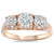 1 3/8ct 3-Stone Diamond Engagement Ring 14K Rose Gold Past Present Future (H-I, I1)