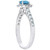 1 Ct Blue Diamond Cushion Halo Engagement Ring 14k White Gold (H-I, I1)