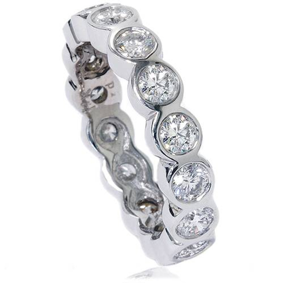2ct Bezel Diamond Eternity Stackable Wedding Ring 14k White Gold
