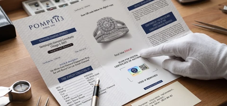 Fine jewelry prepared for documentation