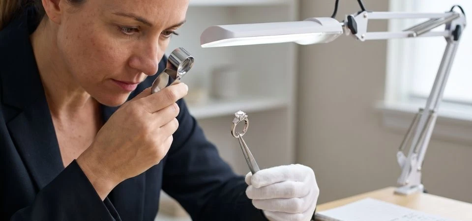 Jeweler inspecting a ring