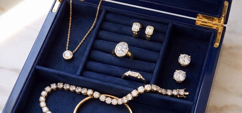 Detailed gold jewelry