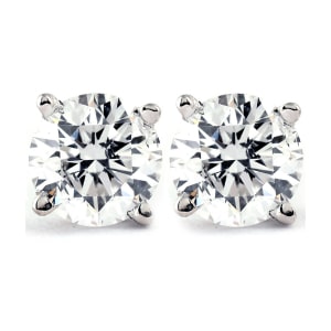 3ct Round Diamond Studs W/ Screw Back 14K White Gold