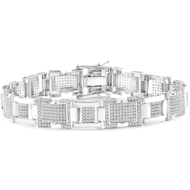 Mens Diamond Silver Bracelet