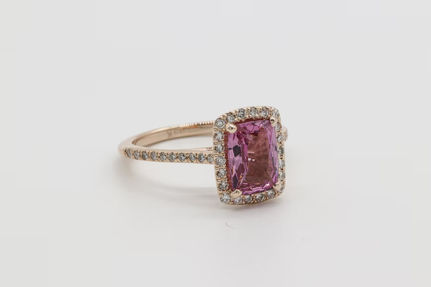 pink gemstone engagement ring