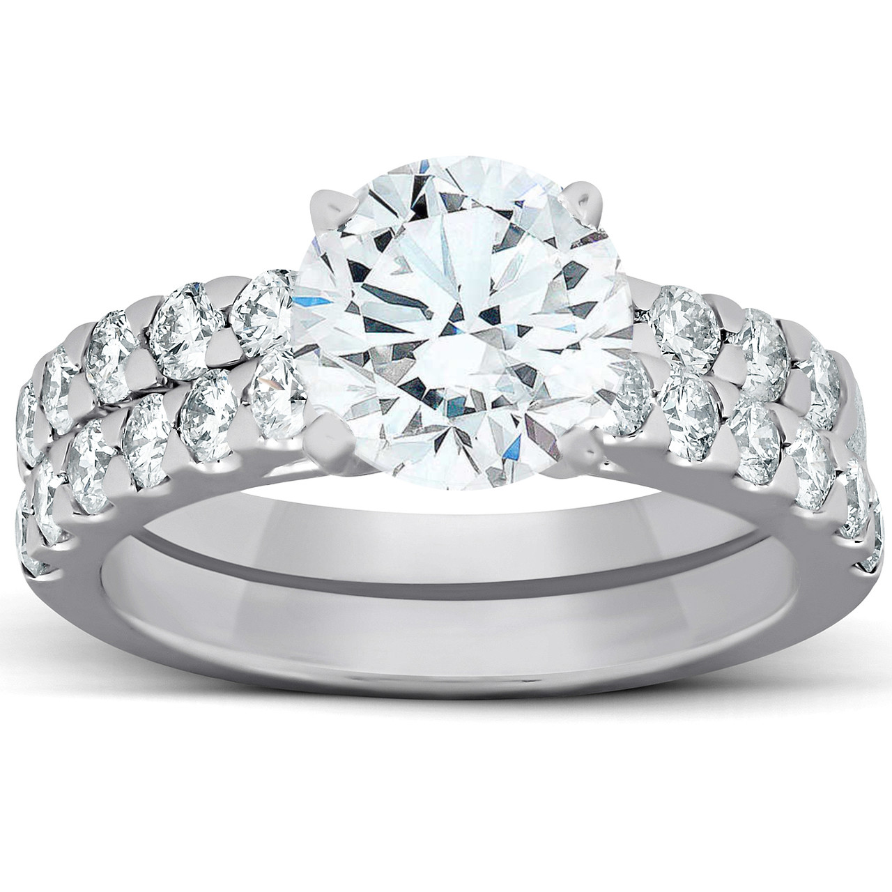 2.27Ct Diamond Engagement Matching Wedding Ring Set 14k White Gold Lab Grown (G-H, VS)