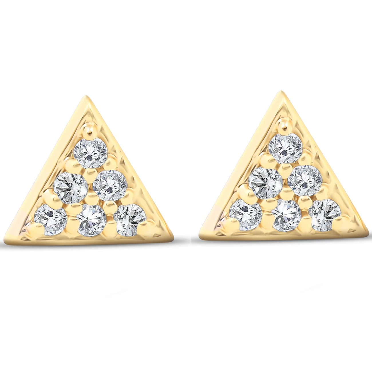 14k Yellow Gold Triangle Pave 1/10 Ct Diamond Delicate Spike Studs Womens Earrings (G-H, I1)
