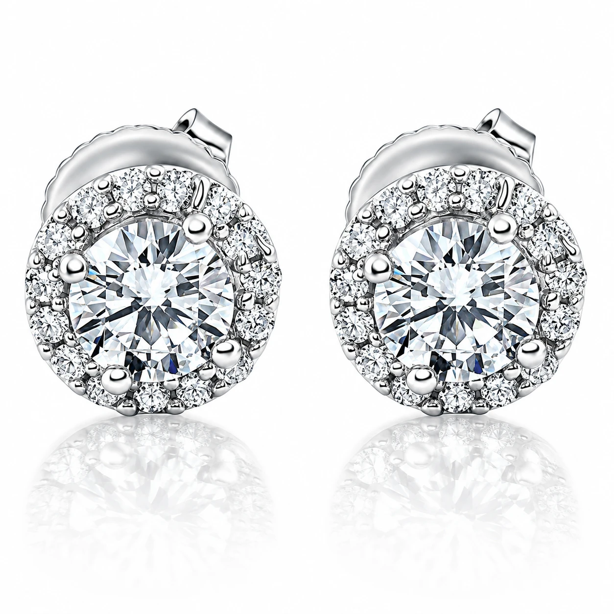 1/4 Ct Halo Diamond Studs 10K White Gold (G-H, I1)