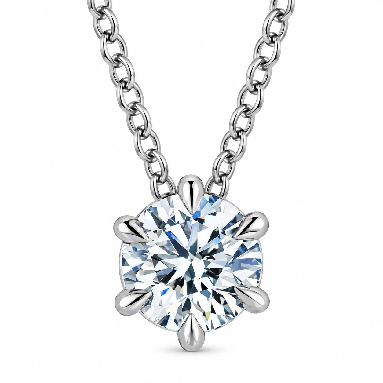 14k White Gold 1/2ct Floating Solitaire EX3 Lab Grown Diamond Pendant Necklace (G-H, SI)