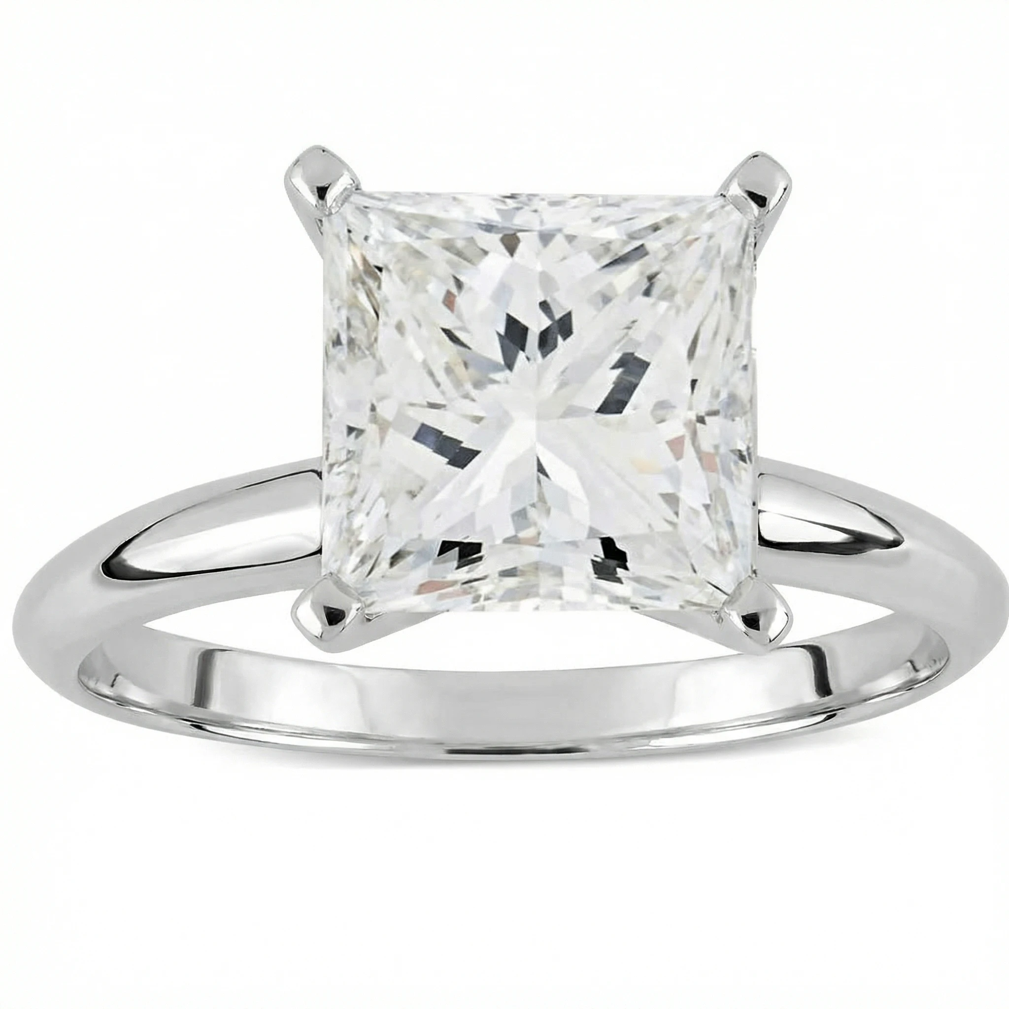 Certified 3 Ct Princess Cut Diamond Solitaire Engagement Ring 14k Gold Lab Grown (G-H, SI)
