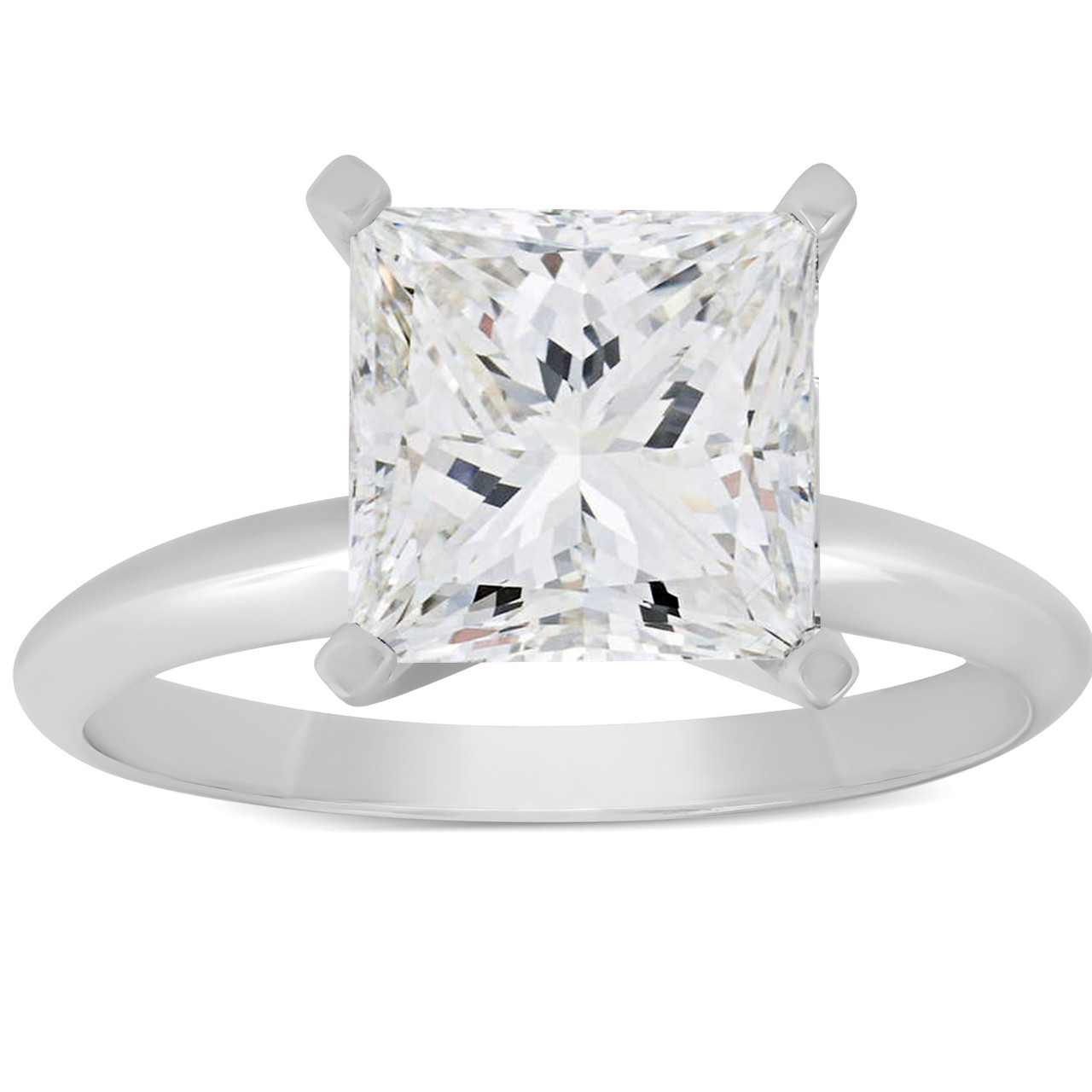 Certified Ct Princess Cut Diamond Solitaire Engagement Ring 14k