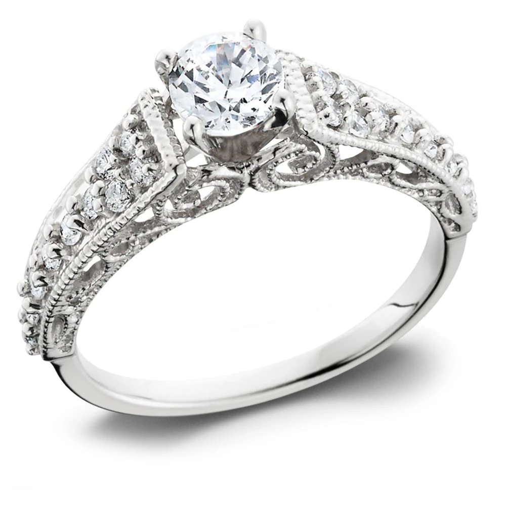 5/8 Ct Vintage Engagement Ring EX3 Lab Grown 14k White Gold (H-I,SI2-I1) (G-H, SI)