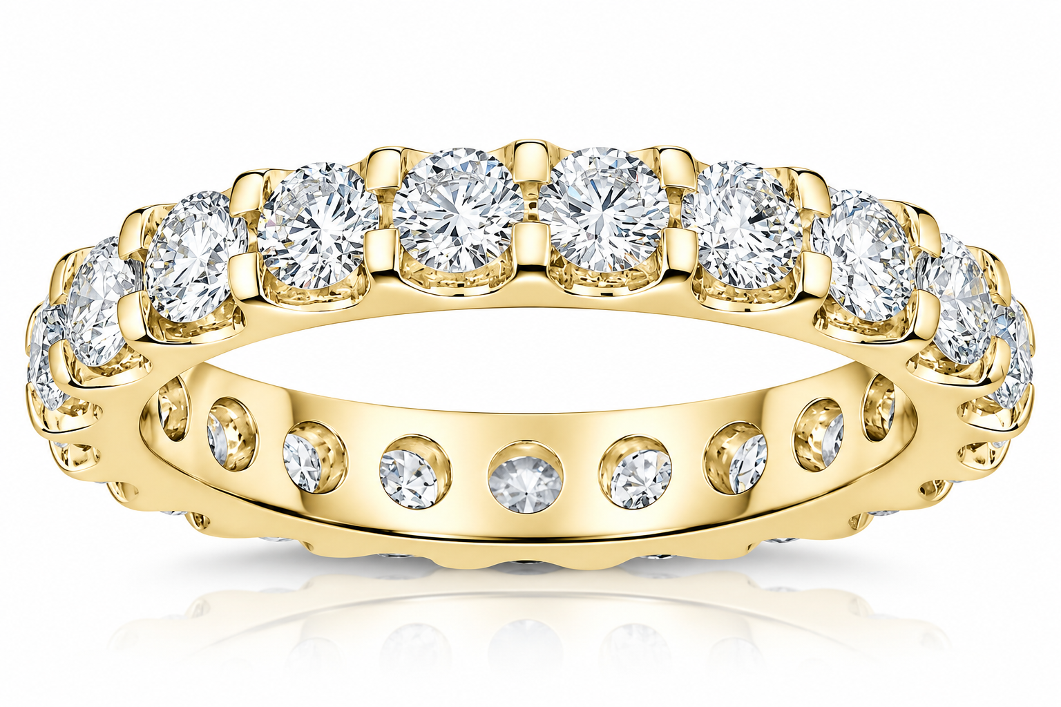 2 Ct Moissanite Eternity Ring Womens Wedding Band 14k Yellow Gold (G-H, VS)