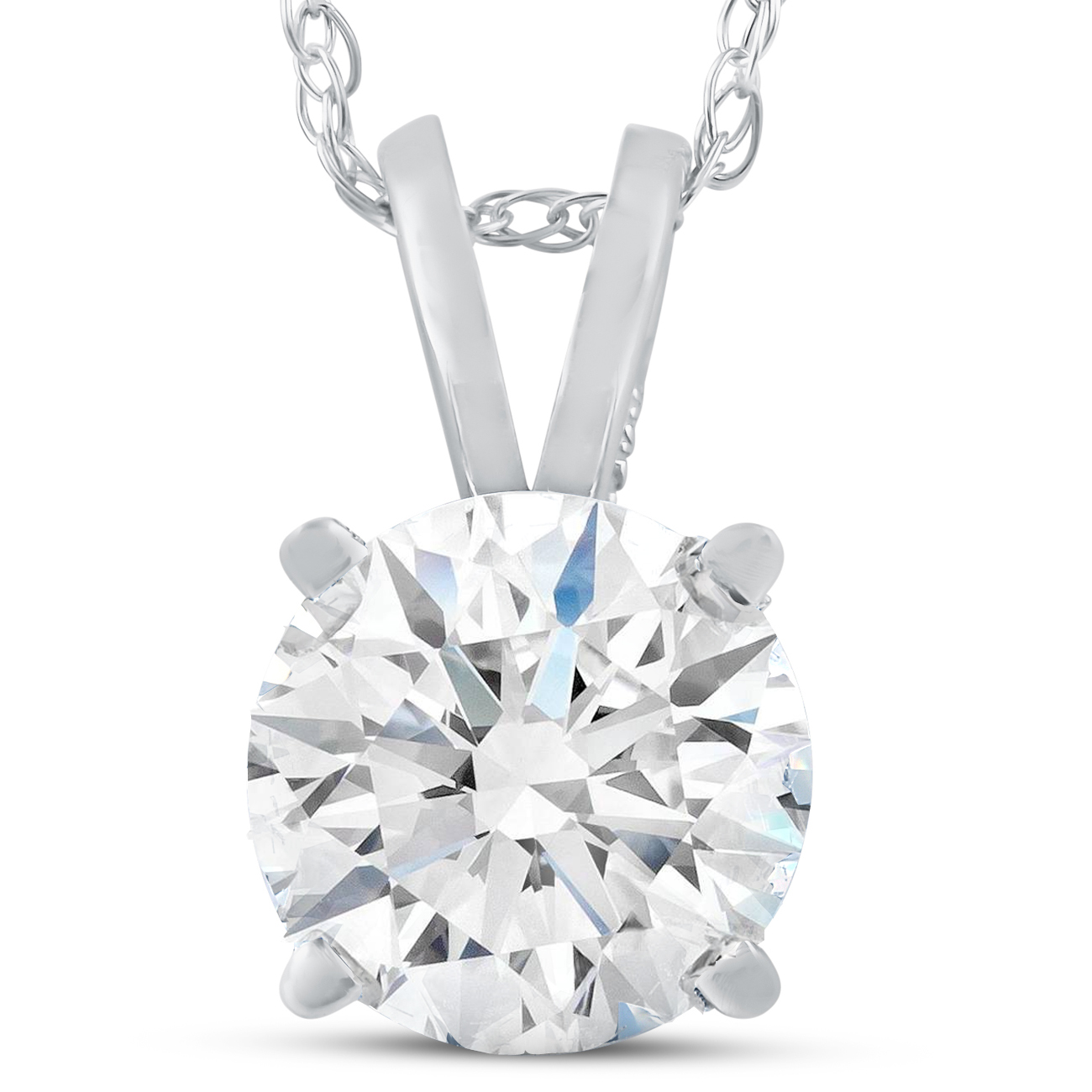 1 1/2 Ct Moissnite Solitaire Pendant 14k White Gold Womens Necklace