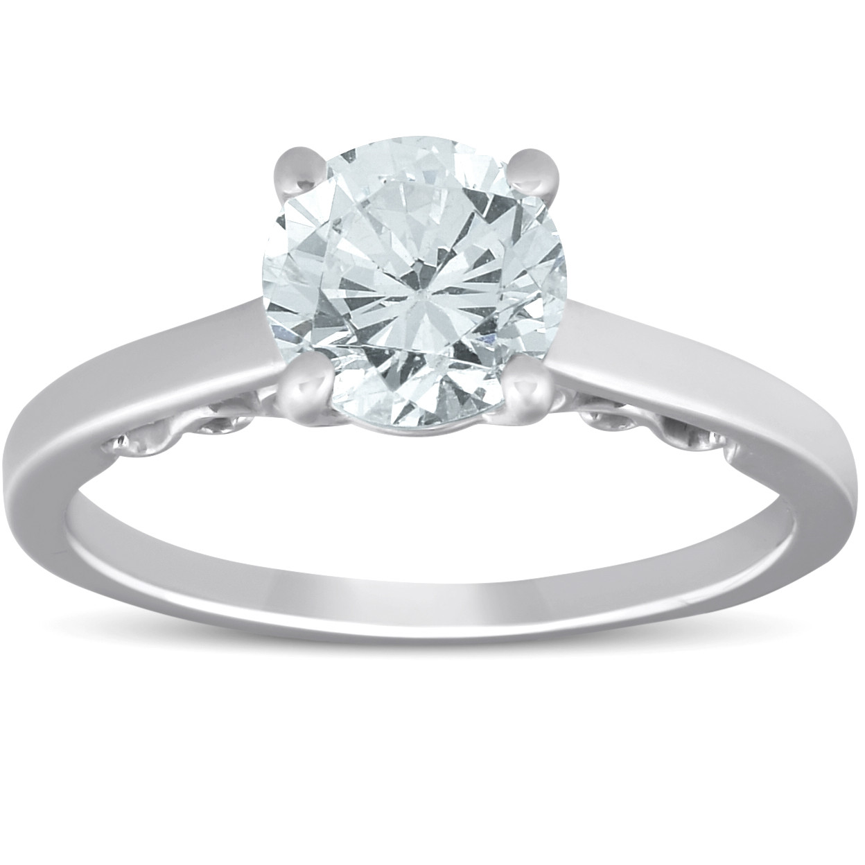 1 1/2 Ct Diamond & CZ Engagement Ring 14k White Gold (G-H, VS)
