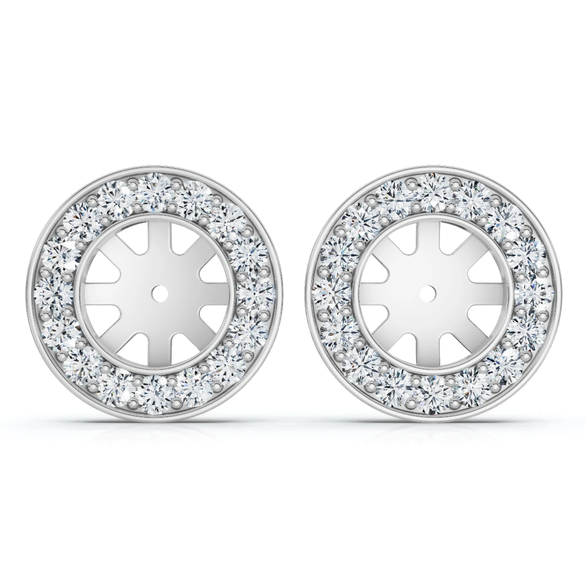 3/4ct Diamond Earring Studs Jackets 14K White  (5.5-6mm) (G-H, I1)