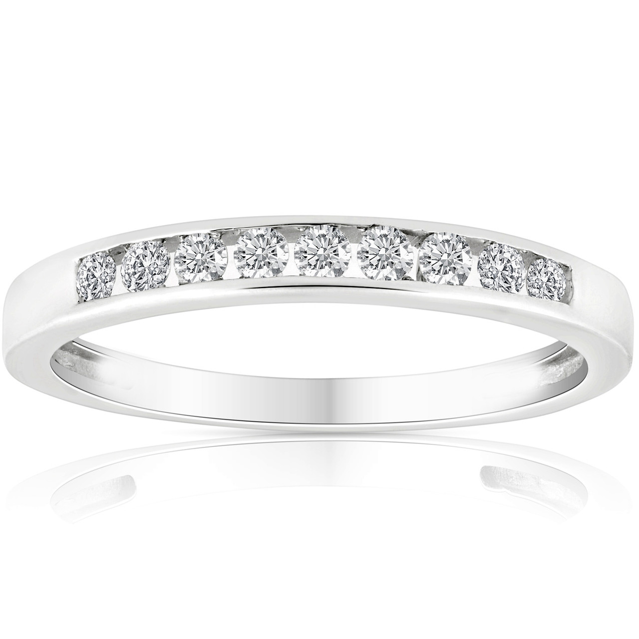 1/4 Ct Diamond Channel Set Wedding Ring 10k White Gold (K-L, I2-I3)