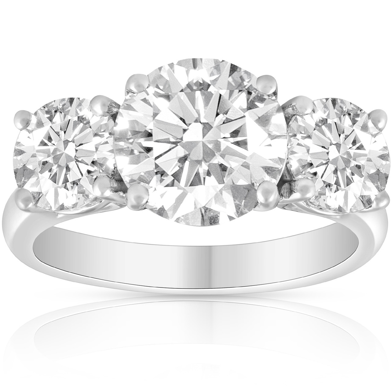 Dazzlingrock Collection 10K White Gold 3-Stone Ring - 5mm Gemstone, Pear Sapphire & Diamond