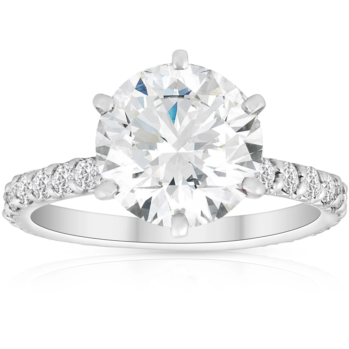 3 3/4 Ct Diamond Engagement Ring 14k White Gold (G-H, I2-I3)