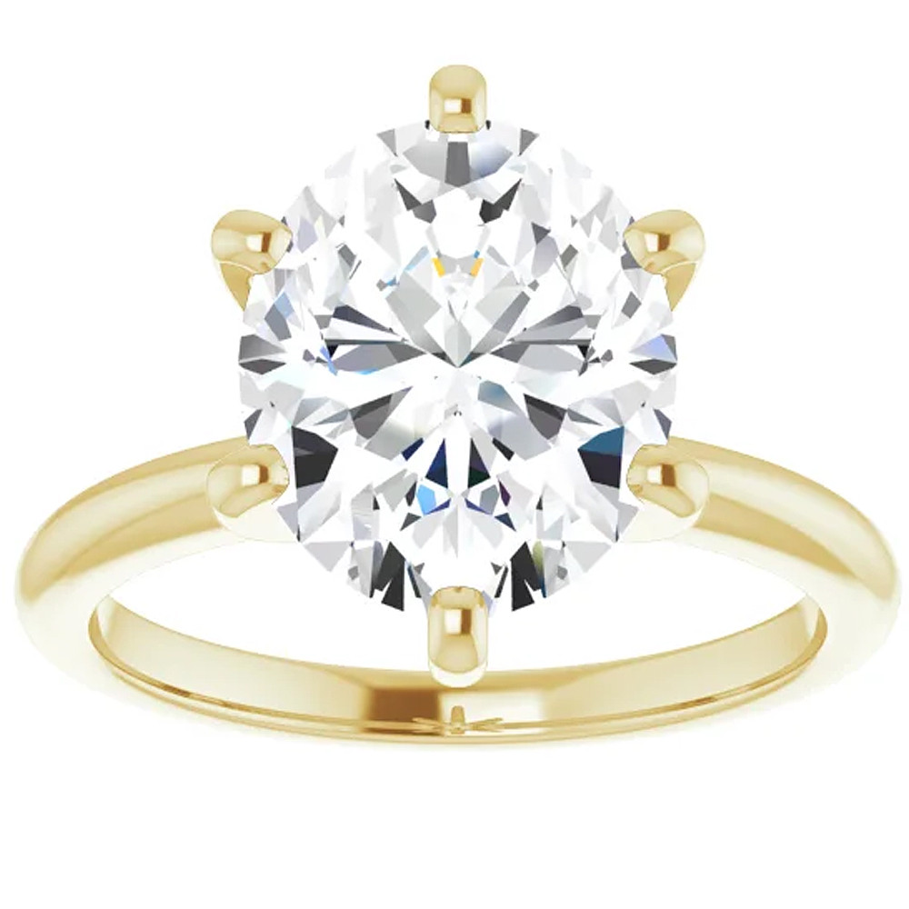 3 Ct Oval Moissanite Solitaire Engagement Ring 14k Yellow Gold (H-I, VVS)