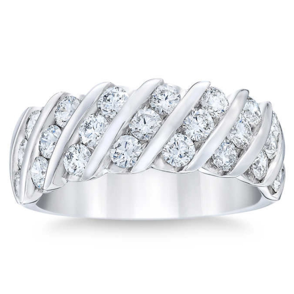 Platinum 1 1/2ct Diamond Wedding Multi-Row Anniversary Ring (G-H, I1)