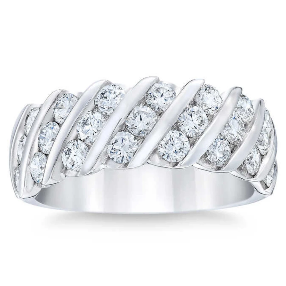 Platinum 1 1/2ct Diamond Wedding Multi-Row Anniversary Ring (G-H, I1)