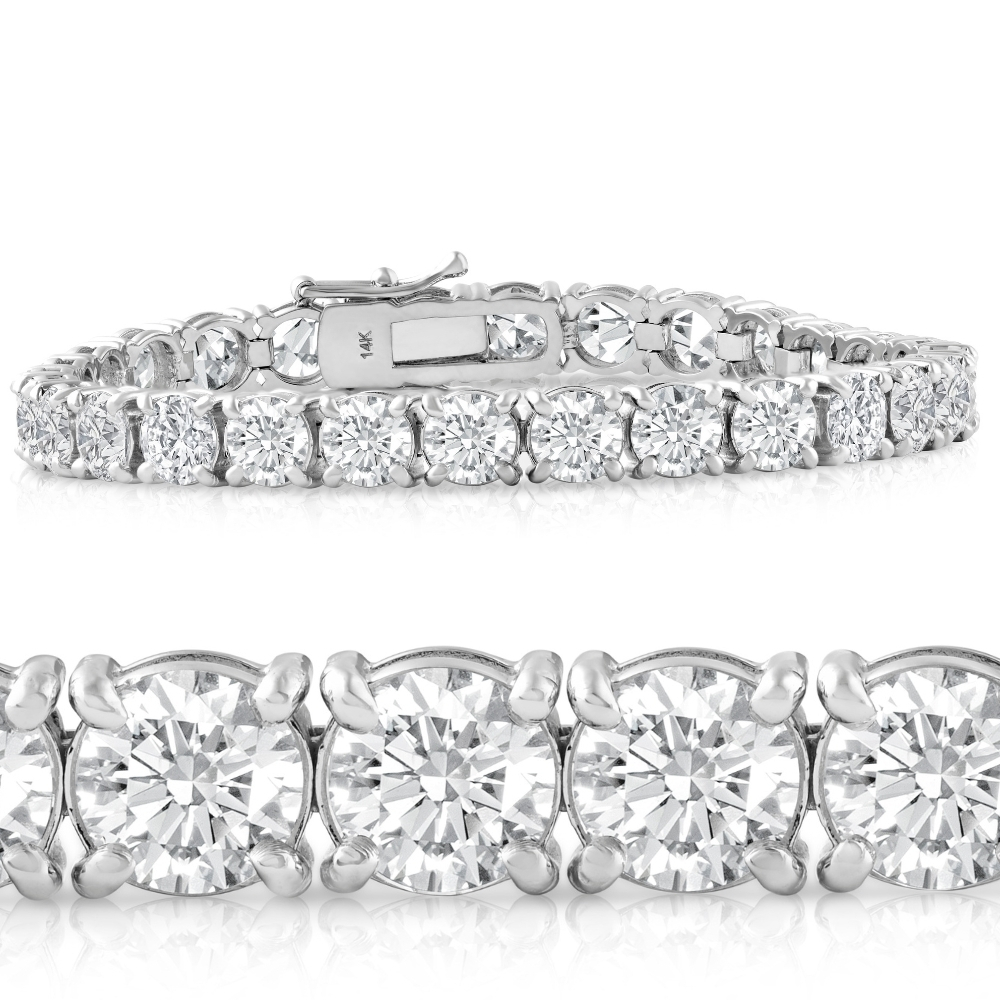 20 Ct Lab Grown Diamond Tennis Bracelet 14k White Gold 7