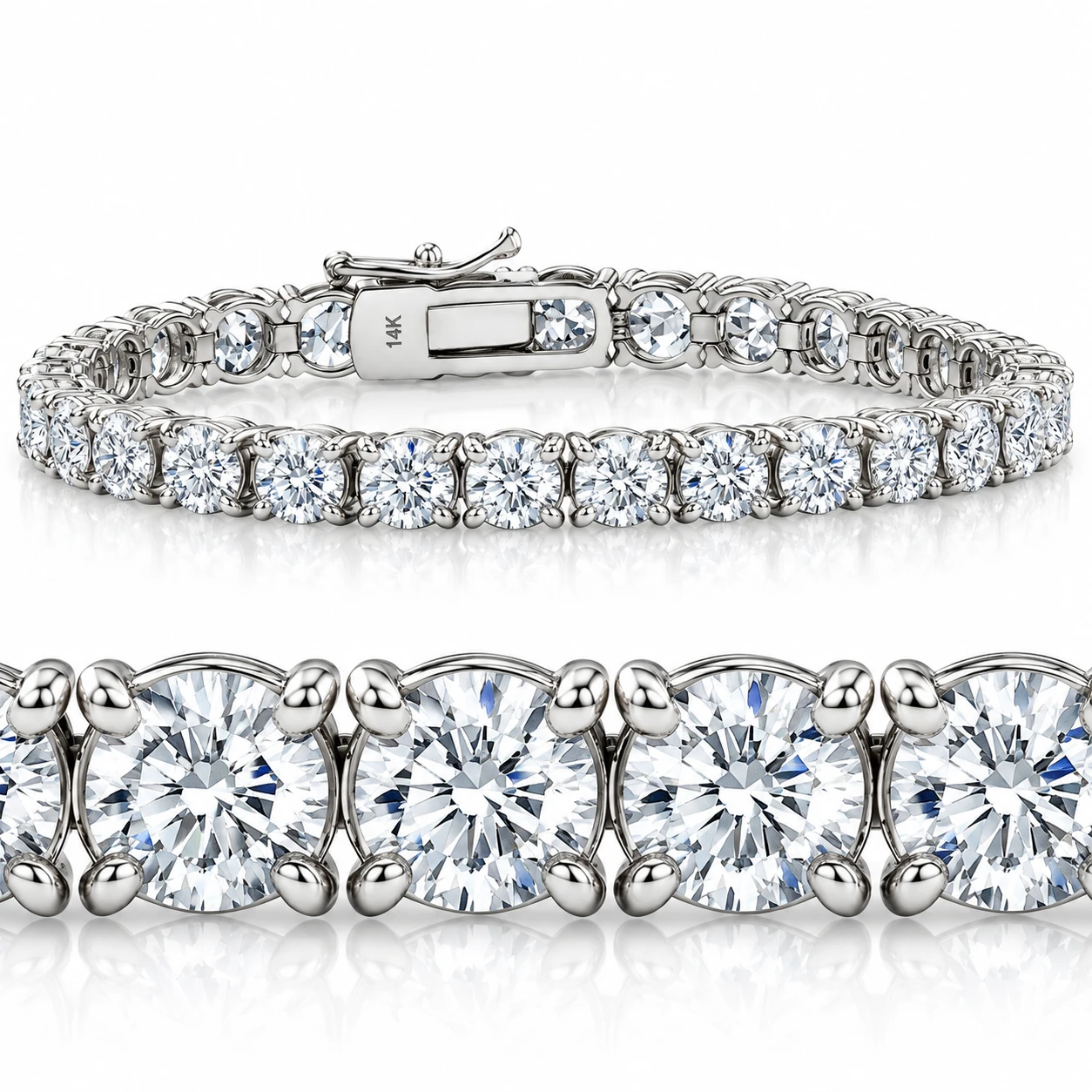20 Ct Lab Grown Diamond Tennis Bracelet 14k White Gold 7" (G-H, SI)