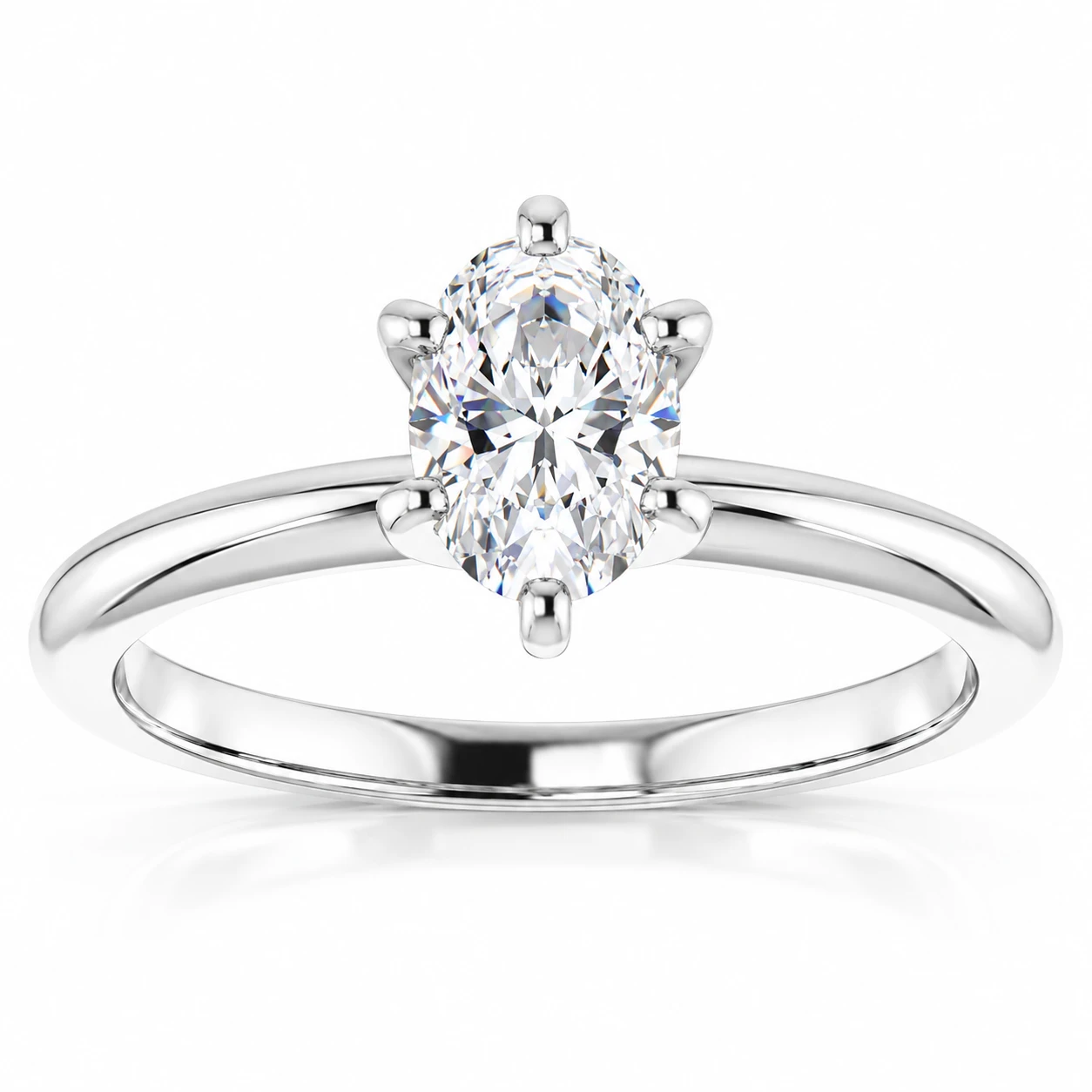 1/2 Ct Oval Solitaire Diamond Engagement Ring Lab Grown White or Yellow Gold (G-H, SI)