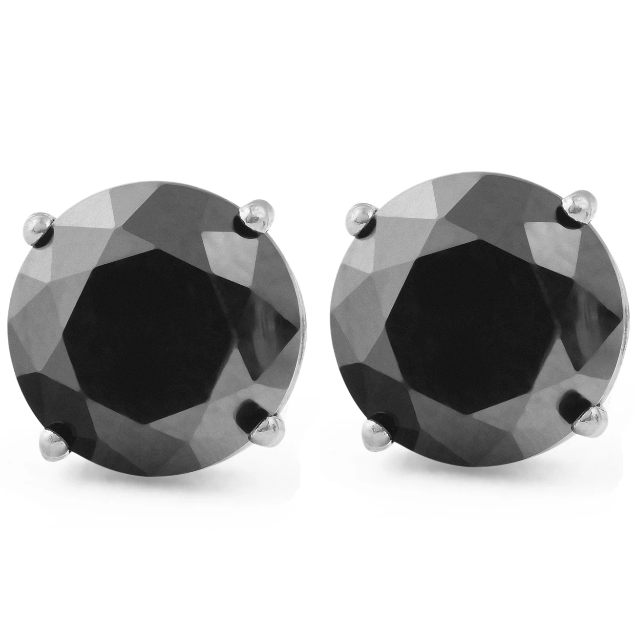 2 1/2ct Black Diamond Screw Back Studs Womens Earrings 14K White Gold (Black, VS)
