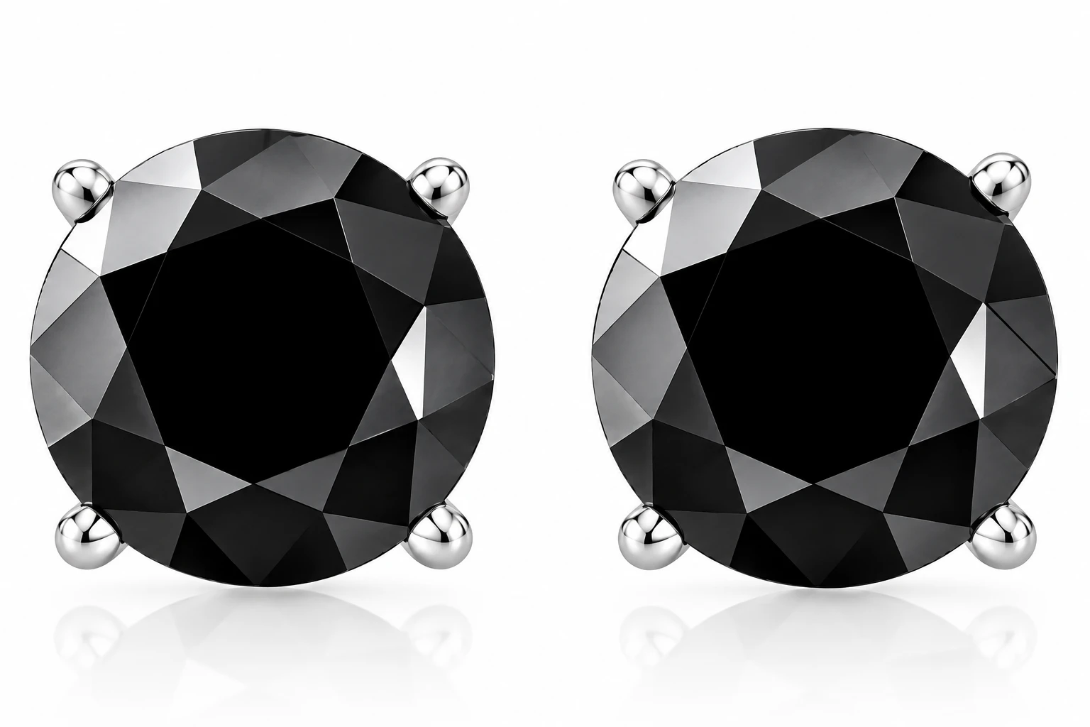 2 1/2ct Black Diamond Screw Back Studs Womens Earrings 14K White Gold (Black, VS)