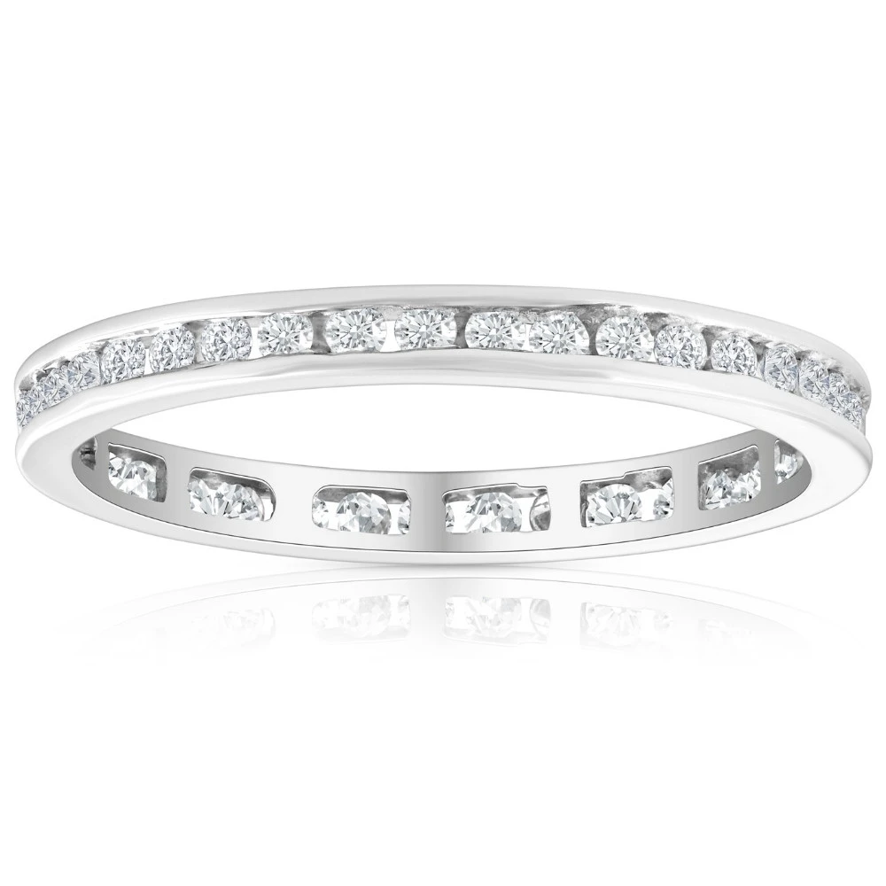 1/2 Ct Round Diamond Ladies Eternity Wedding Ring 10k White Gold (H-I, I2-I3)