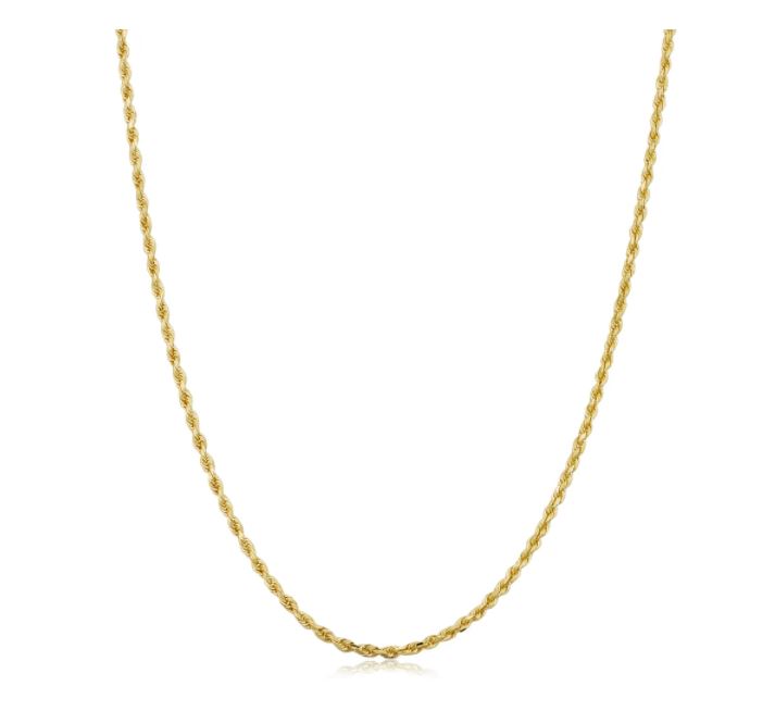 10k Yellow Gold 1.5-mm Semi Solid Rope Chain Necklace