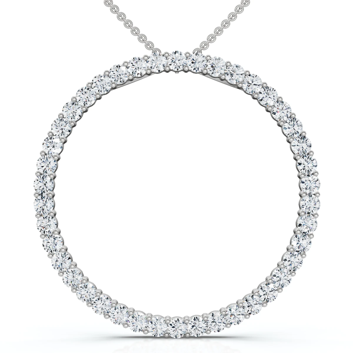 1Ct Circle Diamond Pendant White Gold Necklace Lab Grown (G-H, SI)