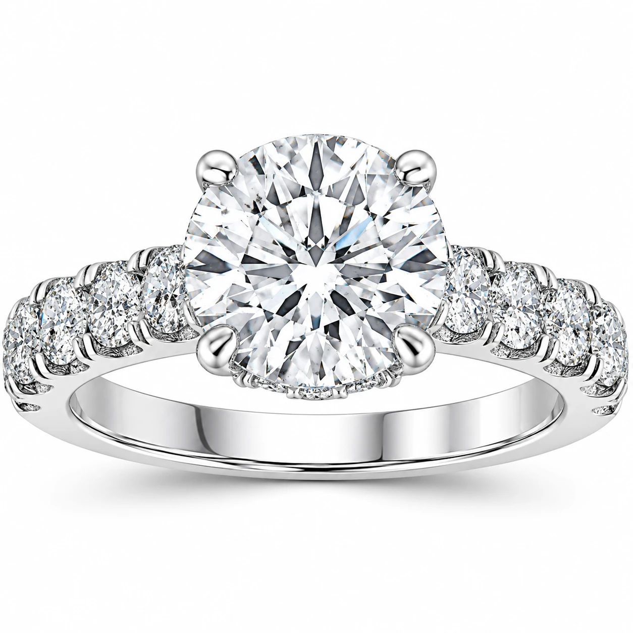 2 3/4 Ct Diamond Hidden Halo Engagement Ring 14k White Gold (G-H, SI)