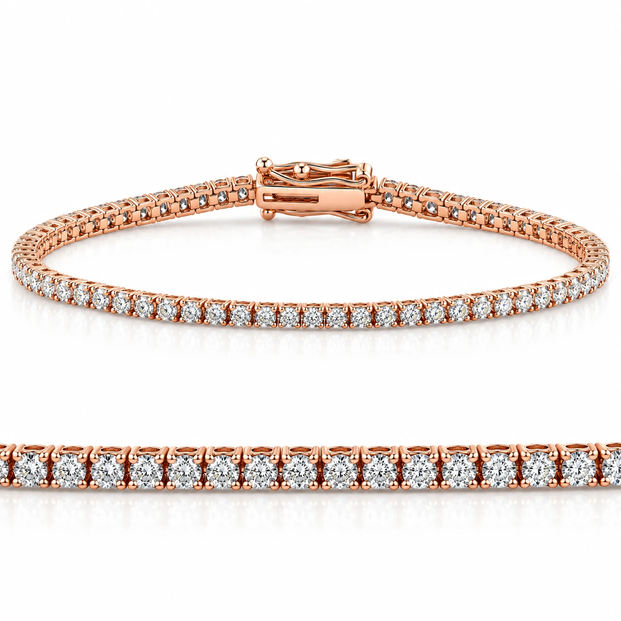 2 Ct Lab Grown Diamond Tennis Bracelet 7" 14k Rose Gold (G-H, SI)