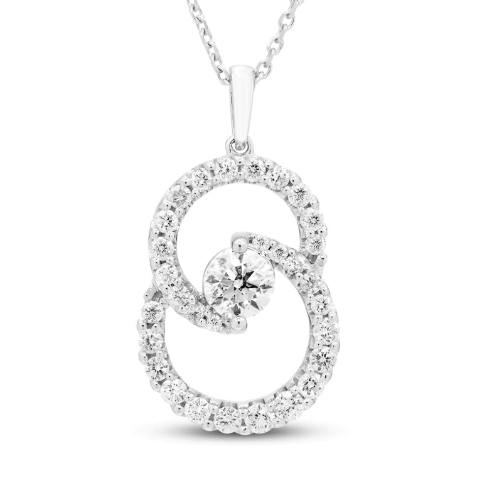 14K White Gold Ladies Love Charm Necklace .45 Ct Rose Gold