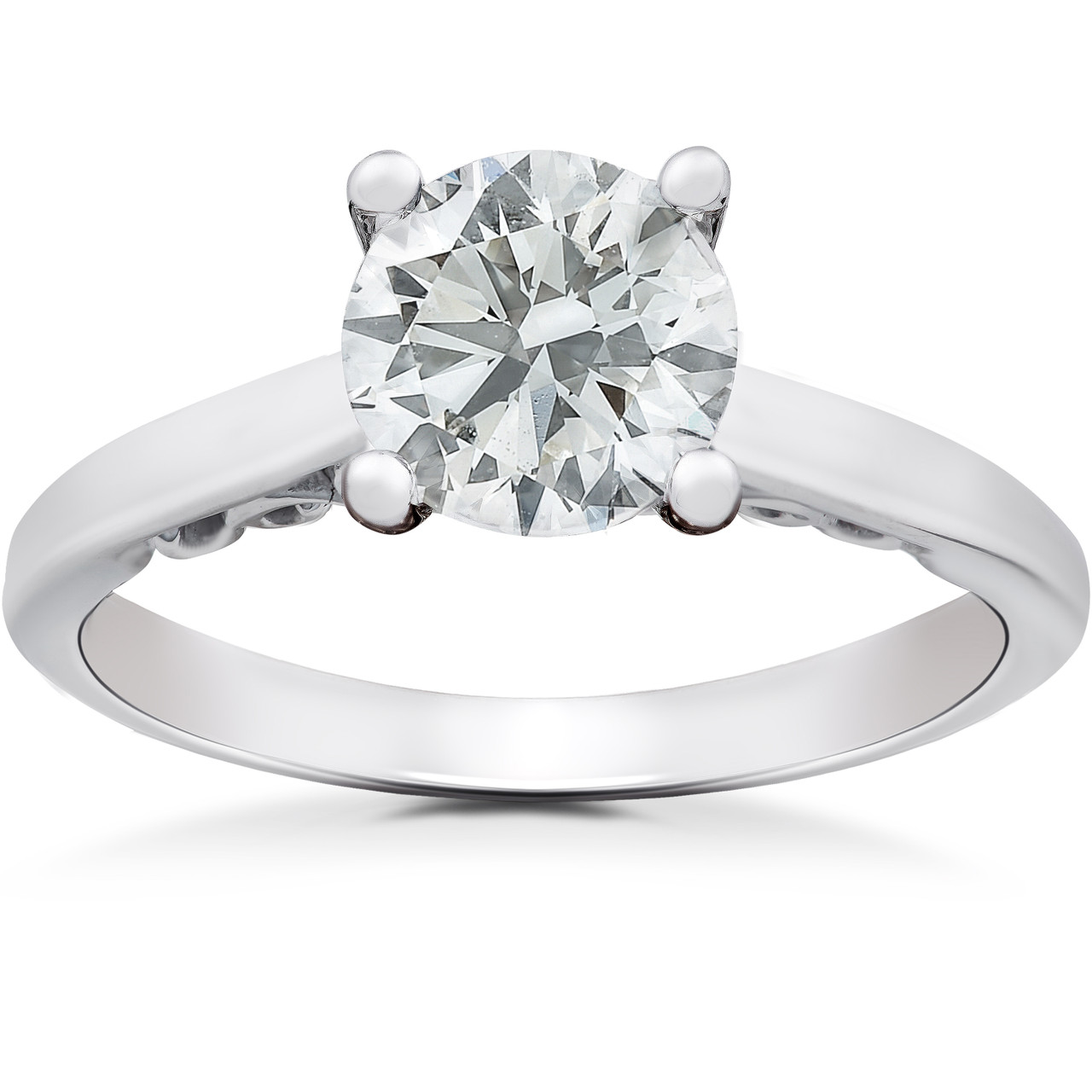 1 ct Diamond Round Solitaire Engagement Ring 14k White Gold Lab Grown (F-G, VS)