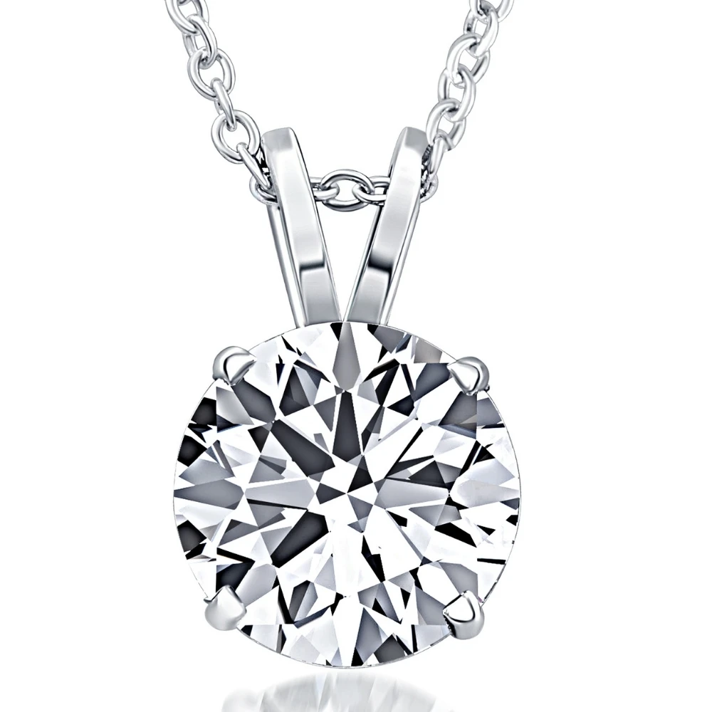 2Ct Solitaire Round Diamond Necklace in 14k White Gold Lab Grown Pendant (F-G, VS)