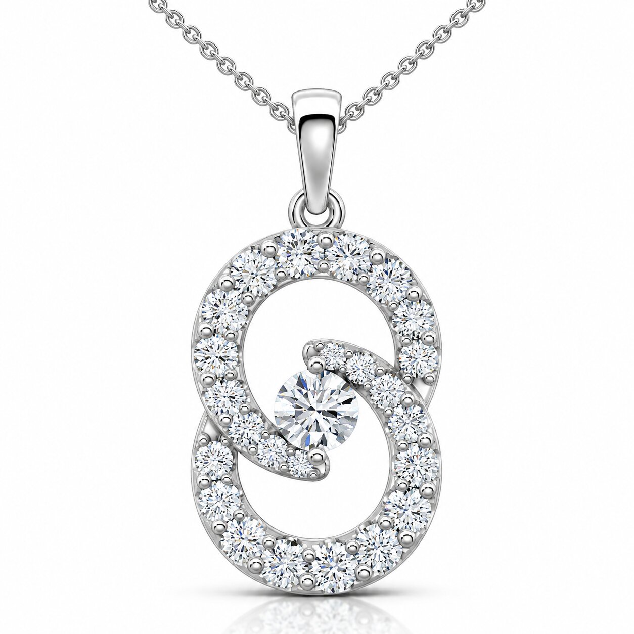 1Ct T.W. Circled By Love Diamond Pendant White Gold Womens Necklace Lab Grown (F-G, VS)