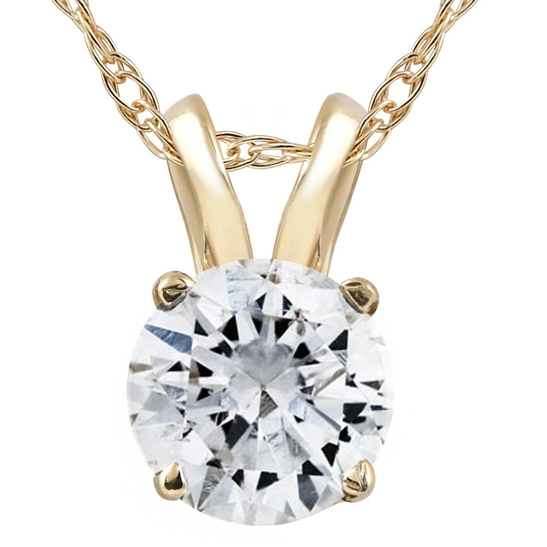 1 1/2Ct Certified Diamond Solitaire Pendant in Yellow Gold Necklace Lab Grown (F-G, VS2-SI1)
