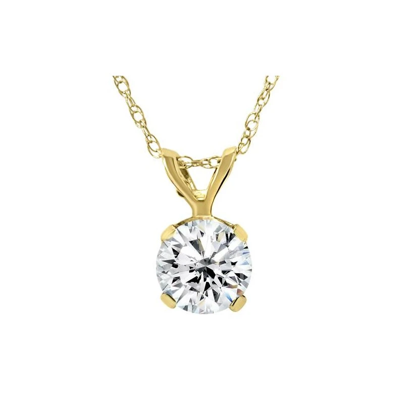 14k Yellow Gold 1/5ct Round Solitaire Real Diamond Pendant (H-I, I1)