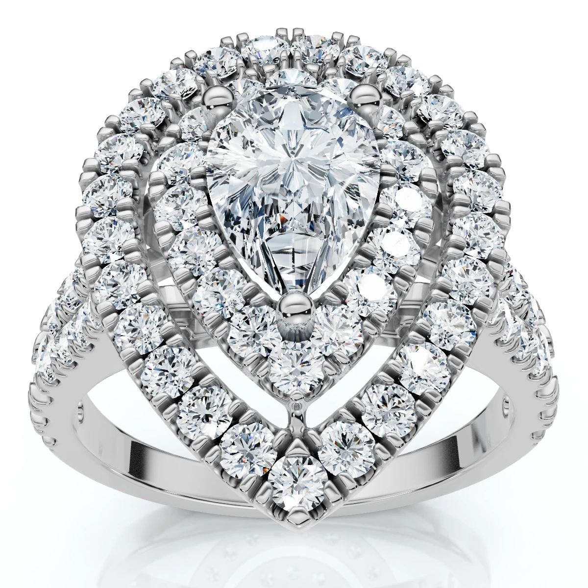2 Ct TW Pear Shape Halo Diamond Engagement Ring 14k White Gold Lab Grown (G-H, VS)