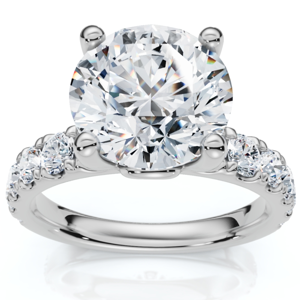 Certified 4Ct TW Diamond Pave Engagement Ring in 14k Gold Lab Grown (G-H, VS)