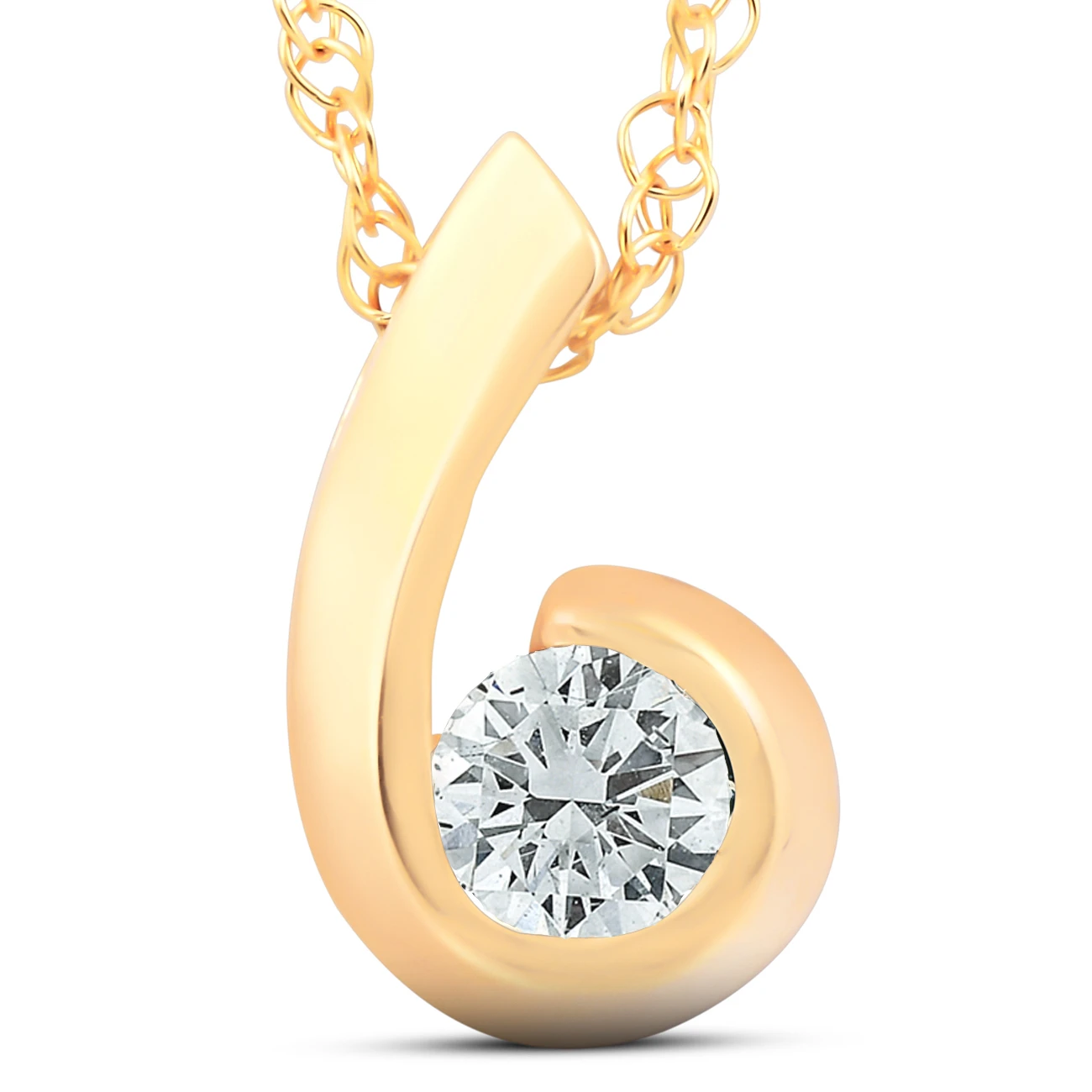 1/4ct Solitaire Round Diamond Pendant 10K Yellow Gold (, I1)