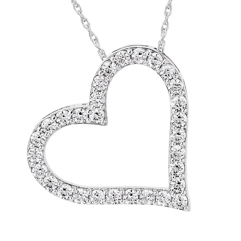 1.25 ctw Pave Blue Sapphire and Diamond Heart Pendant in 14k white gold