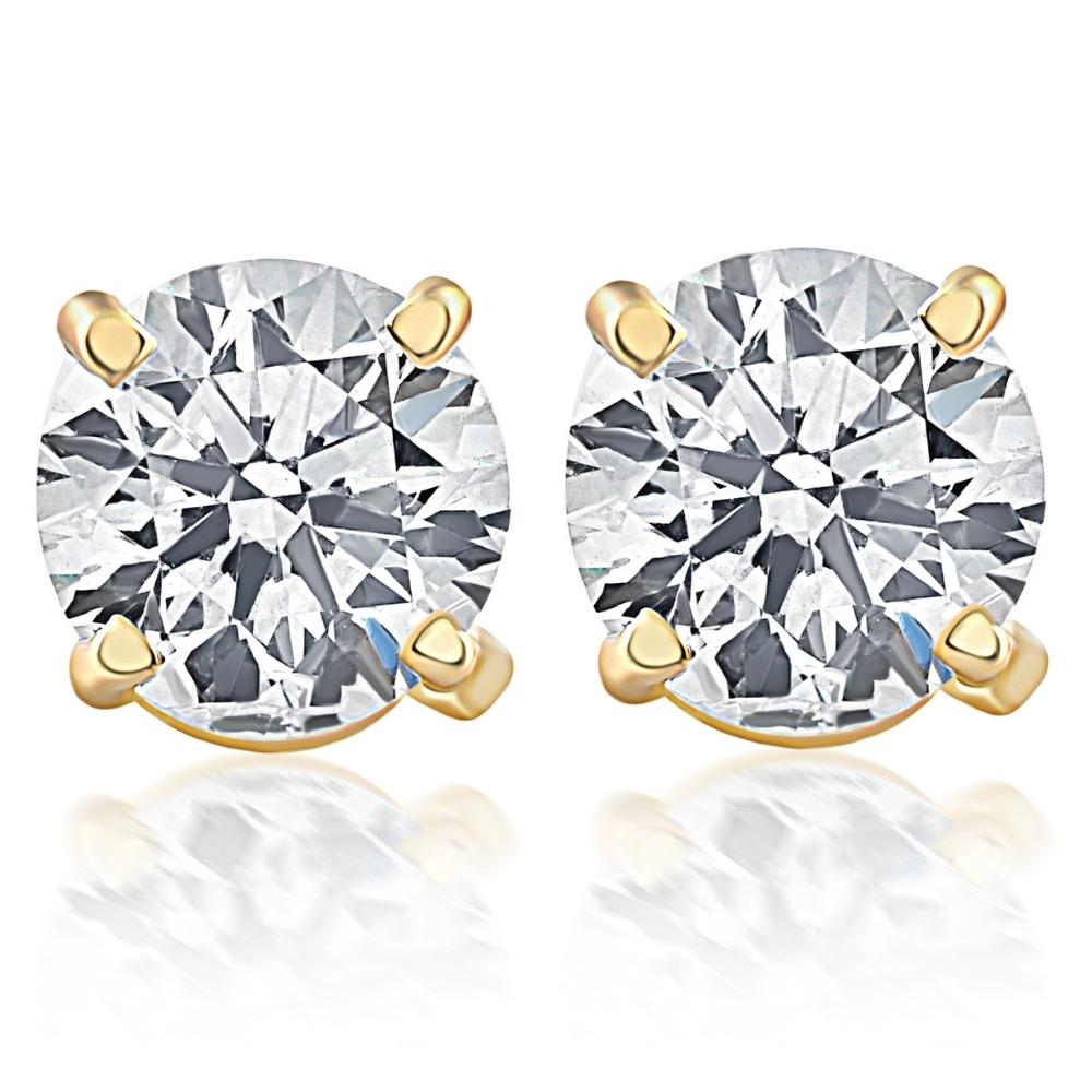 1 1/10 Ct TW Natural Diamond Studs in 14k White or Yellow Gold (G-H, I1)